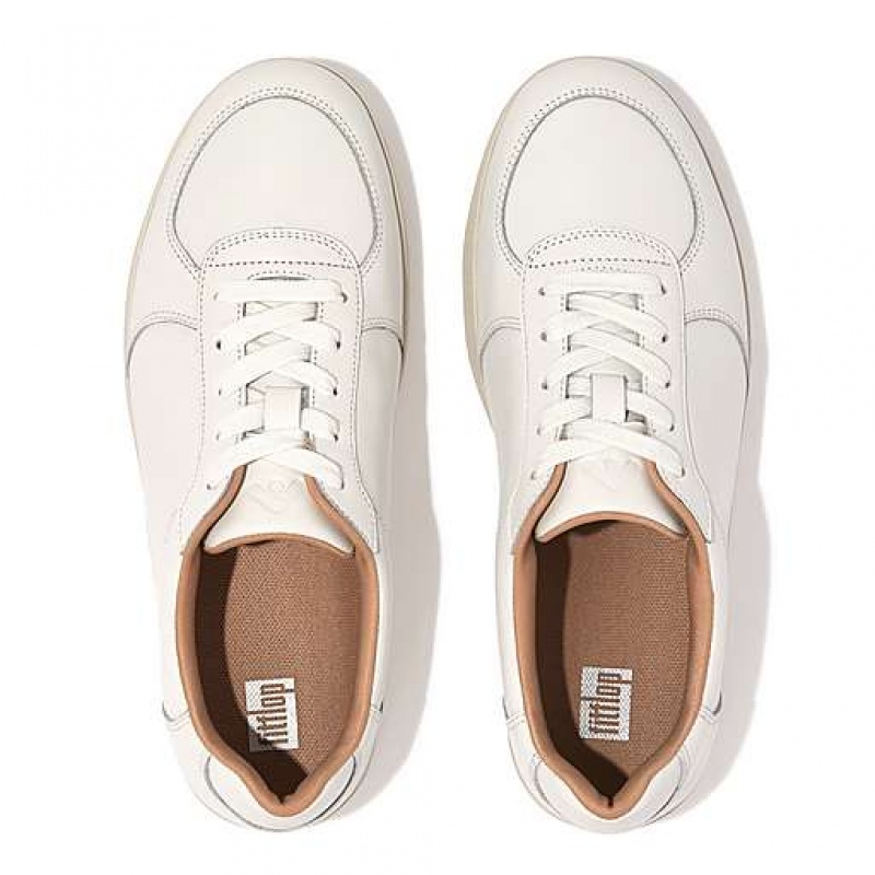 White FitFlop RALLY Leather Panel Women's Sneakers | NPMWET814