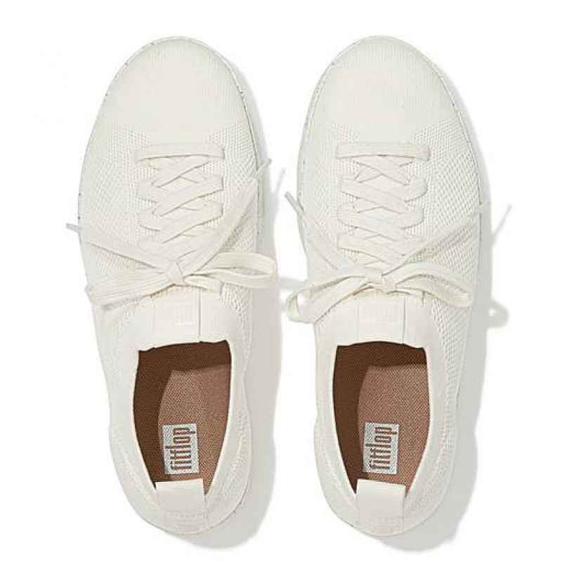 White / Brown FitFlop RALLY e01 Multi-Knit Women's Sneakers | WKONRT892